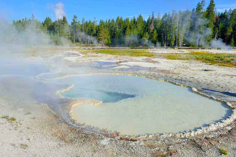 geyser pool in Upper Geyser basin of Yellowstone National Park, Wyoming